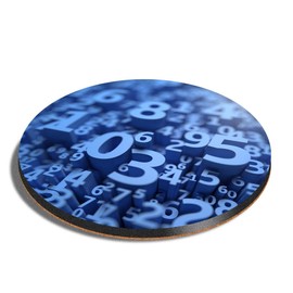 1 x Round Coaster - Blue Number Art Maths Physics Cork Backed MDF Glossy Tea Coffee Accessory #12331