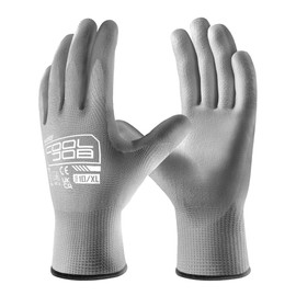 COOLJOB 12 Pairs Safety Work Gloves Pack Bulk with Grip PU Coating, 13 Gauge Seamless Knit Gloves with Polyurethane Dipped for Warehouse Working, Breathable Lightweight for Men Women, （Grey, Xlarge）