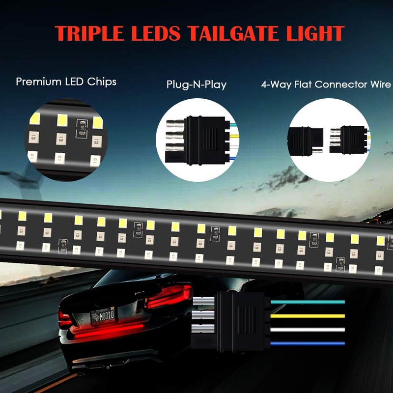 48 Inch Triple Row 360 LED Truck Tailgate Light Bar