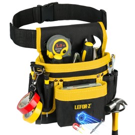 Tool Belt,Magnetic Tool Pouch,14-Pockets Tool Belts for Men,Detachable & Adjustable Tool Pouch belt for Electrician,Carpenter,Construction,Work Apron,Utility Belt,Black-Yellow