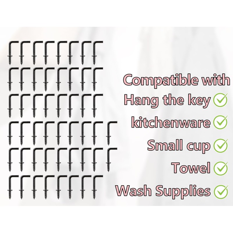 Lhbwhiz Pack of 50 Screw Hooks, Mini L-Shaped Hooks for
