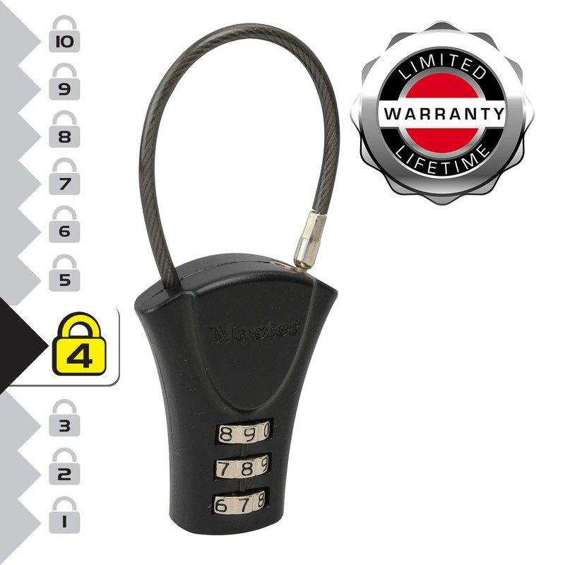 Master Lock 4623EURDAST Zahlenschloss mit Flexiblem Bügel, Zufällige Farbe, 9,5