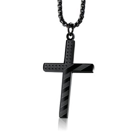 ZRAY American Flag Cross Necklace for Men Patriotic Jewelry Stainless Steel Chain 24inch Engraved Inspirational Bible Verse Philippians 4:13 Pendant Religious Gift for Dad Boys