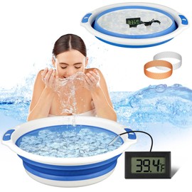 Facial Ice Bath Kit, Ice Water Face Cold Plunge, Foldable Ice Bath Face Bowl with Reusable Cubes for Face Ice Bath, Portable Ice Bath Face Bowl, Face Ice Bath Water Chiller, Cold Plunge Chiller (Blue)
