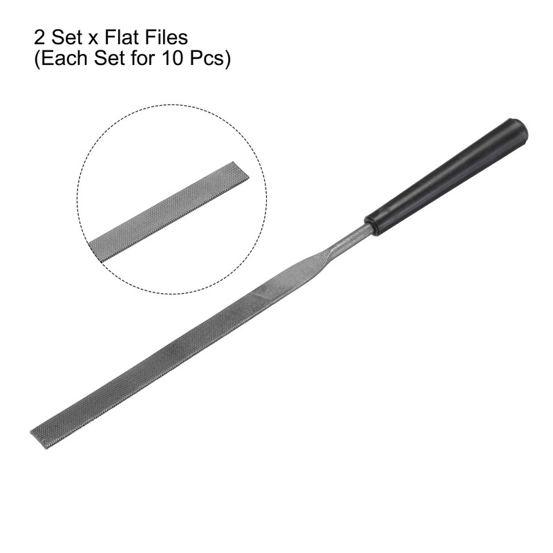 sourcing map 20pcs Second Cut Steel Flat Needle File with