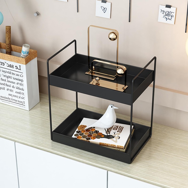 KINGBERWI 2 Tier Bathroom Counter Organizer, Standing Vanity Organizer Shelf