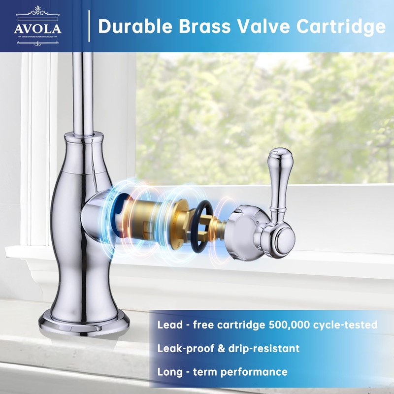 Avola Stainless Steel Kitchen Water Filter Faucet in Chrome, Non-Air