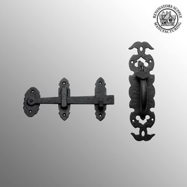 Renovators Supply Manufacturing Gate Latch Lock 6 in. Black Wrought Thumb Latch for Cabinet Doors and Gateswith Mounting Hardware