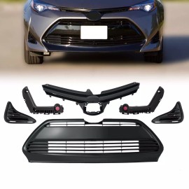 Bewild 6PCS For 2017-2019 Toyota Corolla LE XLE CE Front Grille Fog Covers Brackets Set