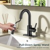 FORIOUS Matte Black Bathroom Faucet with Pull Down Sprayer, Single