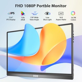 QQH Portable Monitor, 15.6" FHD IPS 1080P USB C Travel Monitor for Laptop