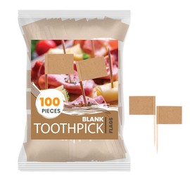 100-Count Party Toothpick Food Flags | Eco-Friendly Kraft Paper Toothpick Flag Set | Mini Cheese Labels for Buffets, Cupcakes, Cocktails & Event Displays