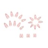 KKUUOO Pink Press on Nails Medium Almond Fake Nails 3D