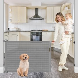 75 Inch Retractable Baby Gate for Dogs Indoor Retractable Mesh Pet Gate for Doorways 35” Tall Retractable Outdoor Gate for Decks Baby Safety Gate for Toddlers Retractable Mesh Gates for Kids or Pets