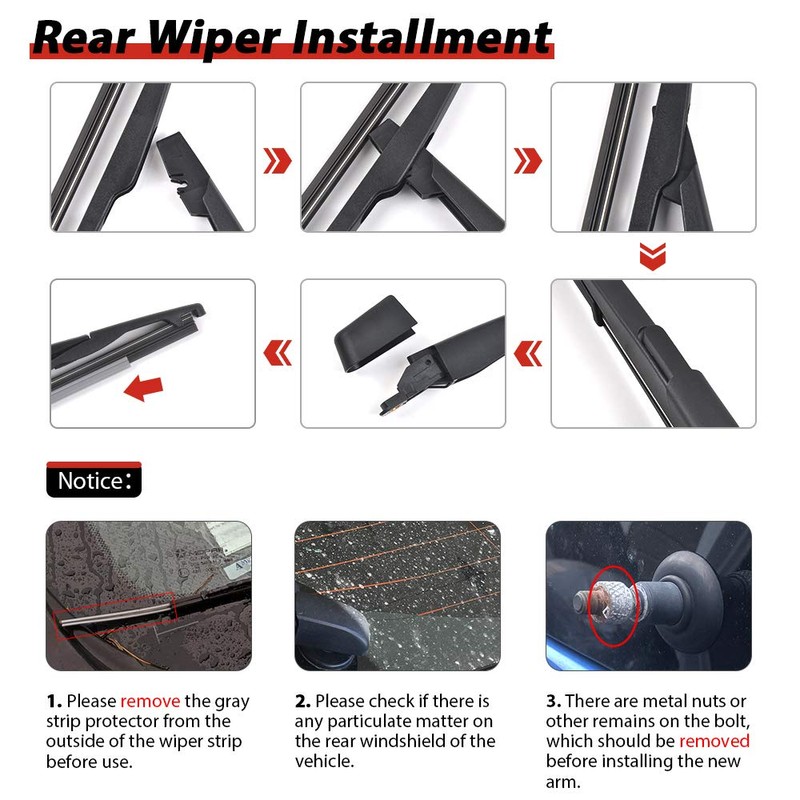 Rear Windshield Wiper Arm Blade Set, Replacement for Lincoln MKX,