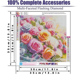 GANBEIMAOYI Flowers Diamond Art Painting Kits for Adults,5D Rose Diamond Art Kits,DIY Diamond Dots Paint with Diamonds Crystal Art for Home Wall Decor Gifts（14x14inch）.