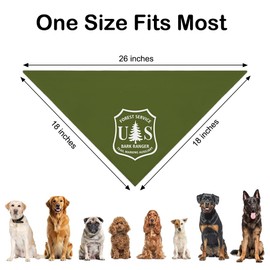 WHTYEFZ Forest Service Green Dog Bandana, Funny Puppy Scarf Photo Prop for Forest Outdoor Adventure Hiking Camping Mountain Nature, Funny Spring Summer Pet Bandana Accessory, Gifts for Ranger