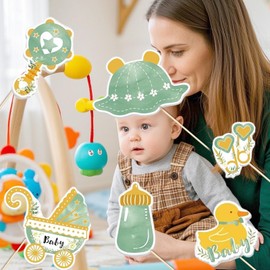 25 PCS Green Baby Shower Party Photo Booth Props Greenery Green Baby Shower Party Photo Props Accessories for birthday celebration