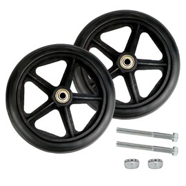 LNQ LUNIQI Wheelchair Front Wheels 7 Inch Black Wheelchair Wheel Front Rubber Manual Wheelchair Front Wheel Replace Solid Tyre Replacement Wheels Pack of 2