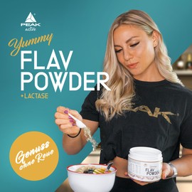 PEAK PEAK Yummy Flav Powder - 250g Geschmack Honey Bomb I 50 Portionen I Geschmackspulver zum S?en fast ohne Kalorien und ohne Zuckerzusatz I mit Inulin und dem Verdauungsenzym Laktase I vegan
