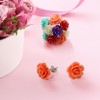 Romantic Delicate Floral Blooming 3D carved Red Rose Flower Stud