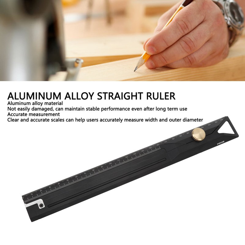 Aluminum Alloy Straight Ruler 25cm Precise Scale Professional for Woodworking