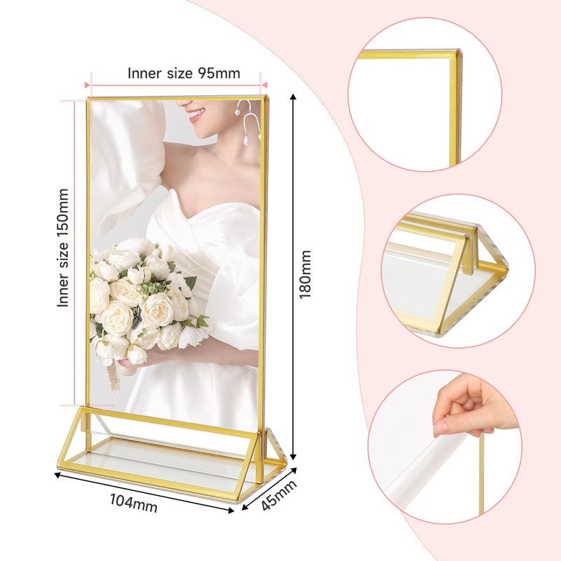 SAN LIKE Gold Double Sided Photo Frame, 6 Pack Acrylic
