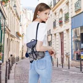 FOLOVEYA Backpack Women Fashion Anti-theft Rucksack Waterproof Multi-pocket Convertible Shoulder Bag Handbags Ladies Causal Daypack for Travel Work School Holidays Shopping PU Leather Blue