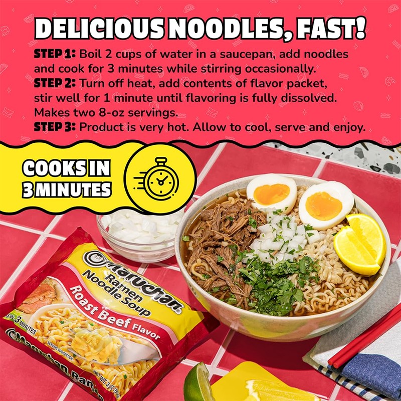 Maruchan Ramen Roast Beef, Instant Ramen Noodles, Ready to Eat