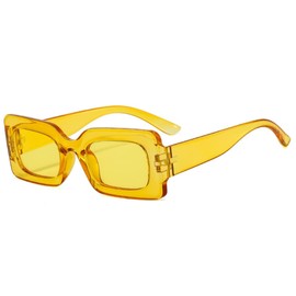 IKANOO Retro Rectangle Sunglasses for Women Vintage 90’s Candy Color Sunglasses Square Frame Y2K Eyewear (Yellow)