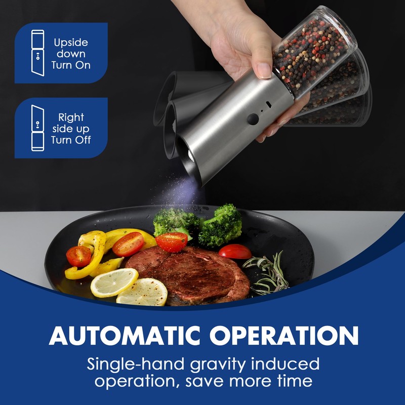 Vzaahu Gravity Electric Pepper and Salt Grinder Set of 2
