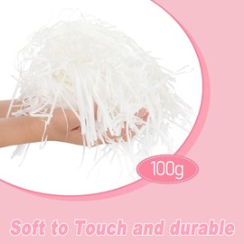 100g White Shredded Tissue Paper Raffia, Packaging Filler for Gift Boxes, Ideal Party Supplies Decoration and DIY Gift Packaging, Soft to The Touch Hamper Filling, Suitable Christmas, Easter.