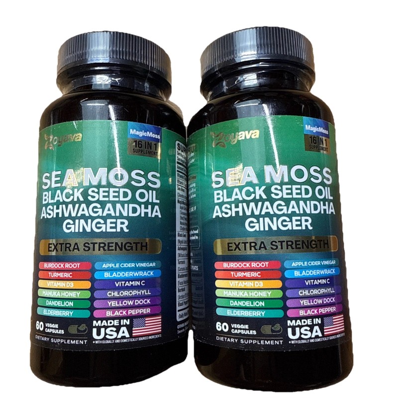 2 Pack Zoyava Sea Moss Black Seed Oil Ashwaga High
