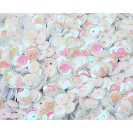 Penta Angel Loose Sequins 4000Pcs 6mm Round Embroidery Craft Sequins Cup Iridescent Spangles for Sewing Christmas Decoration (AB White)