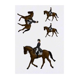 4 x 'Dressage Horse & Rider' Temporary Tattoos - Water Resistant, Skin-Safe, Non-Toxic Transfers, Mixed Sizes (TO00040839)