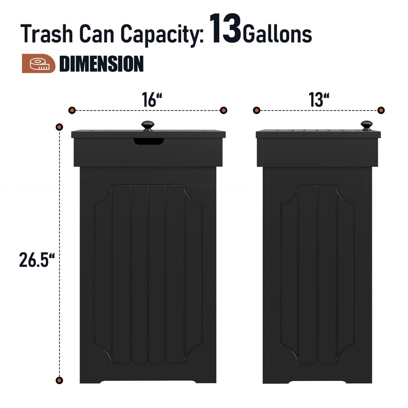 Function Home Trash Can Cabinet, 13 Gallon Kitchen Garbage Can,