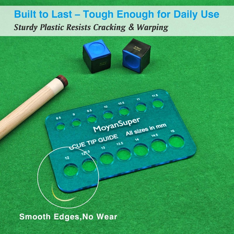 MoyanSuper Cue Tip Gauge for Billiards, Measures 8.5mm–15mm Plastic Cue