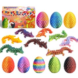 8 Pcs 3D Printed Dragon Eggs with Dragon Inside,Mystery Egg Articulated Fidget,Home Office Decor Executive Desk Gifts