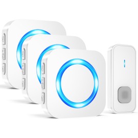 SURFOU Wireless Doorbell,Waterproof Doorbell 2 Push Buttons 2 Plug in Receivers at 1300ft Long Range Door Bell with 55 Chimes 5 Volume Levels Mute Mode LED Flash Wireless Door Bells for Home Classroom