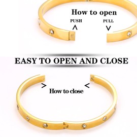 MILAKOO 6mm Gold Plated Bracelet with Cubic Zirconia Stones Cuff Bangle Mother's Day Wedding Gift