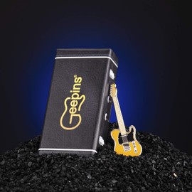 Geepin Enamel Guitar Pin | High Quality Fender Tele Mini Brooch | 52mm | Can be worn on Backpack, T-Shirt, Jacket, Tie etc | In Attractive Guitar Case Box | Great Gift