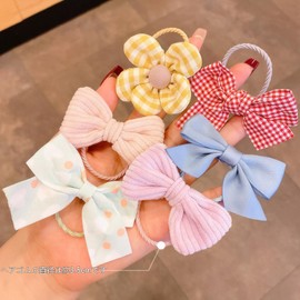 BLOOPIC Hair Rubber for Children, Hair Elastic Ribbon, Set of 10, Baby Hair Accessories, Hair Elastics, Hair Clips, For Kids, Stylish, Kids, Painless, Girls, Hair Ornaments, Colorful, Cute, Birthday