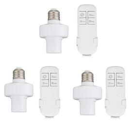 Remote Control Light Sockets,E26/E27 Bulb Base Holder with Timer,No Wiring Wall Mounted Wireless Light Switch Kit for Garage,Closet,Attic,Stairwell Light Remote(3 Pack)