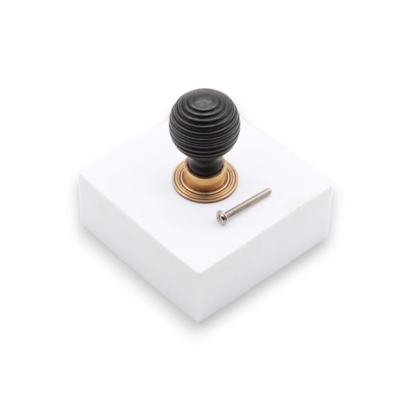 Infinity Decor Ebonised Reeded Preston Wooden Cupboard Knob Interior Furniture