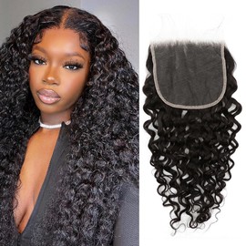 6 * 6 HD Lace Closure Pre Plucked Skinlike Lace Hair Pieces With Baby Hair Natural Color Water Wave 20"