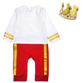 Pezhiqun Baby Boys Prince Charming Costumes Outfits for Newborn Infant Medieval Royal Prince Crown Dress Up Party, 0-3 Months, Long Sleeve, White