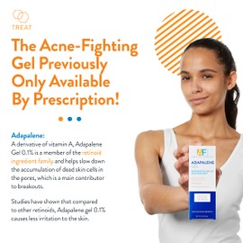 Acne Free Adapalene Gel 0.1%, Once-Daily Topical Retinoid Acne Treatment, Dermatologist Developed, Unclogs Pores and Clears Acne, Prevents and Improve Whiteheads and Blackheads, 0.5 Ounce