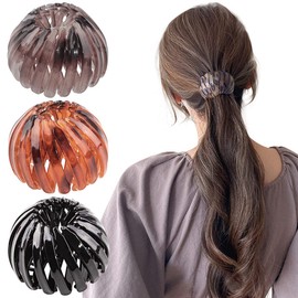 TOBATOBA Bun Maker Clip, 3 Pcs Bird Nest Hair Clips - Expandable Ponytail Holder for Women, Ponytail Hairpin Curling Iron, Hair Claw Clamps - Hair Accessories for Women and Girls