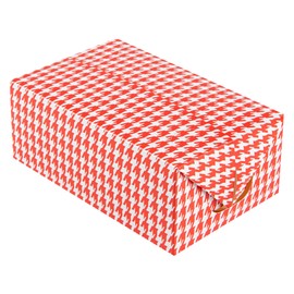 Bio Tek 47 Ounce To Go Boxes, 400 Rectangle Take Out Food Containers - Fast Top Closure, Disposable, Red Houndstooth Paper Carry Out Containers, For Burgers Or Fried Chicken - Restaurantware