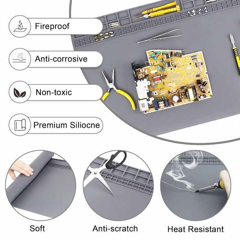 Extra Large Silicone Soldering Mat (27.6"x15.7") - Heat Resistant Non-Slip